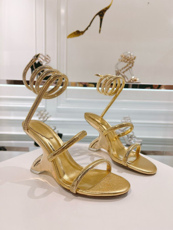 UA René Caovilla Symphony Mirrored Gold Sandal 95mm