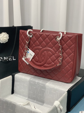 Ch*el gst caviar leather hardware 24x33x13cm