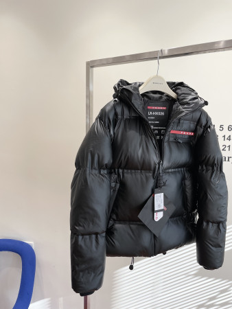 Pra*a light re-nylon hooded puffer jacket