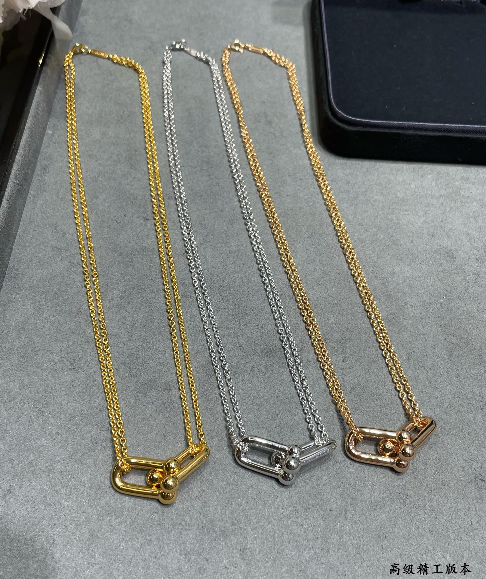T*f*ny & co. double hoop polished stirrup necklace