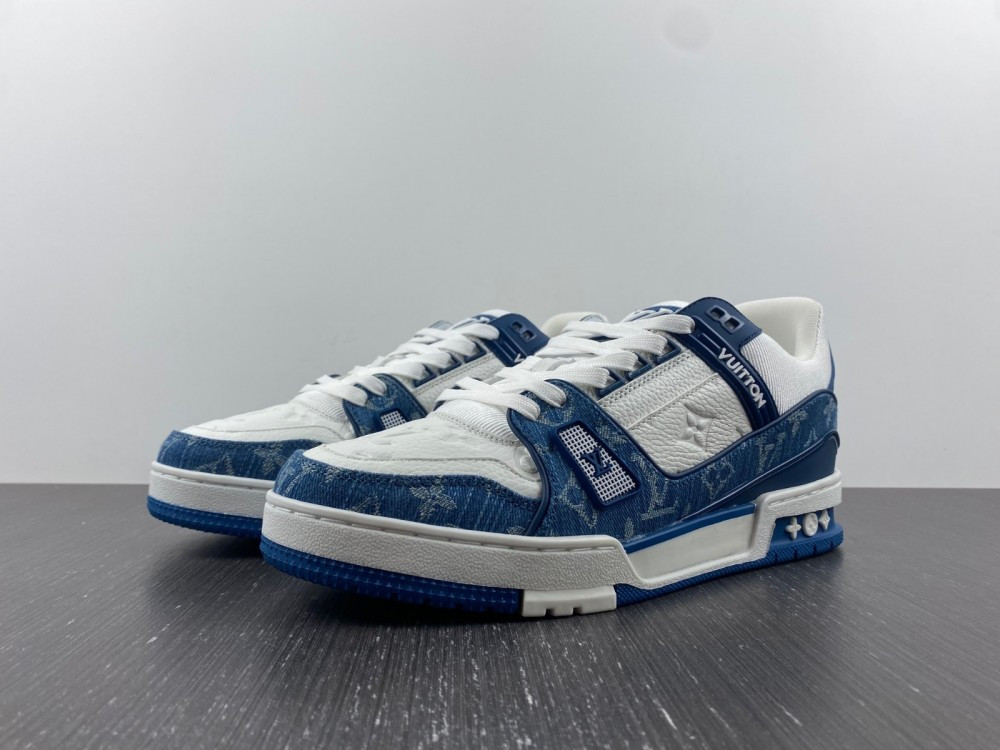 1V Trainer Monogram Denim White Blue