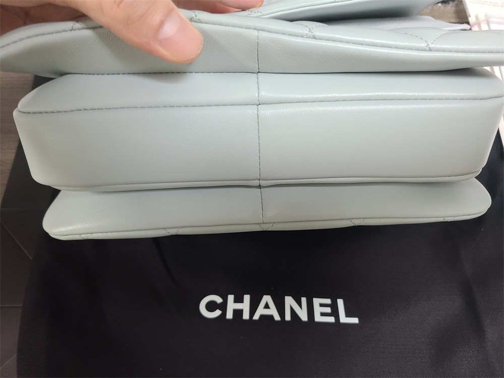 Ch*el flap bag with top handle 6.6 × 9.8 × 4.7 in