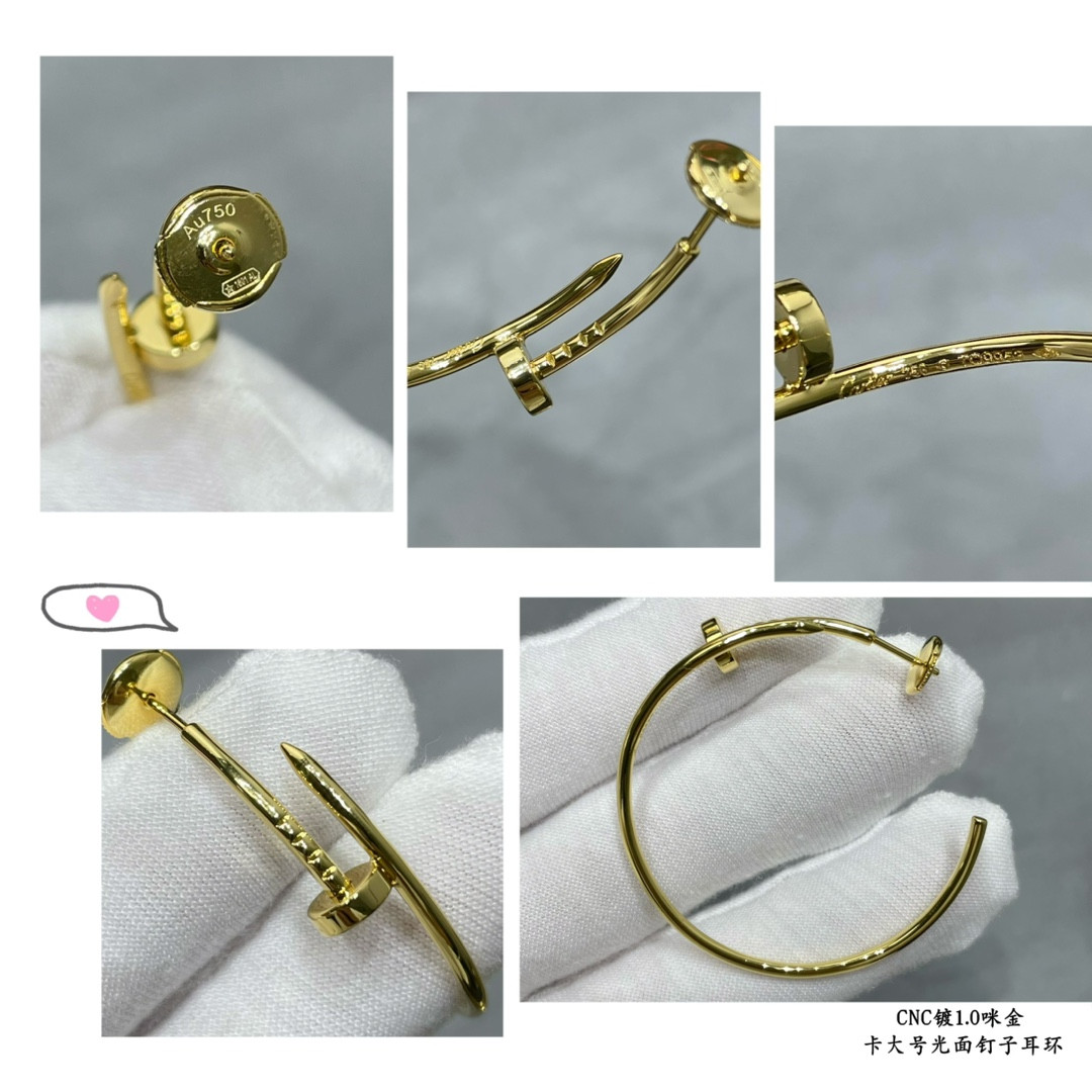 Ca*t*er large size smooth nail earrings