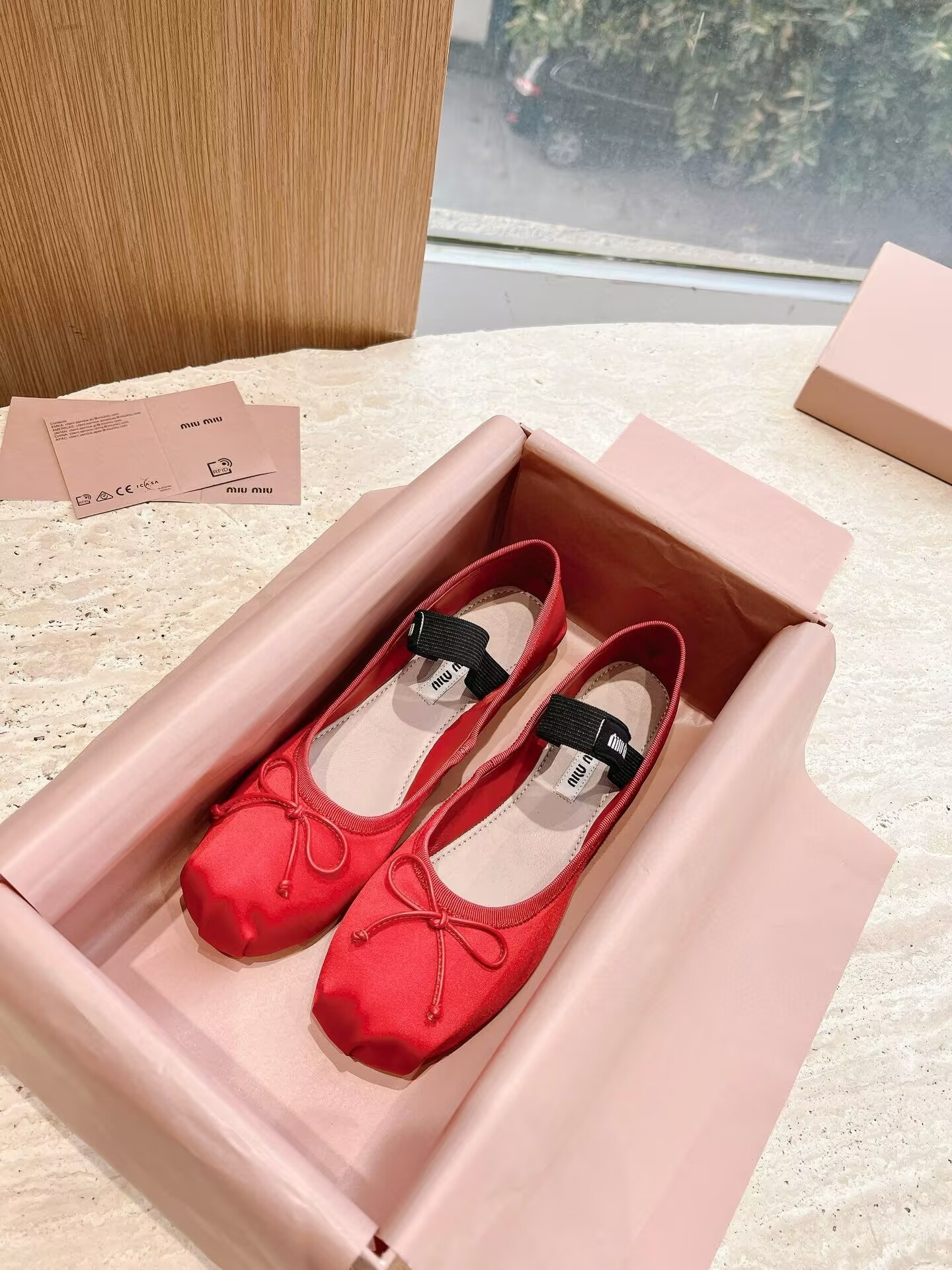 UA Miu Miu Satin Ballerinas