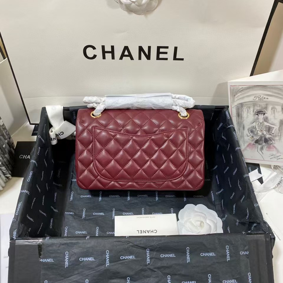 Ch*el small classic handbag gold metal 14.5×23×6cm