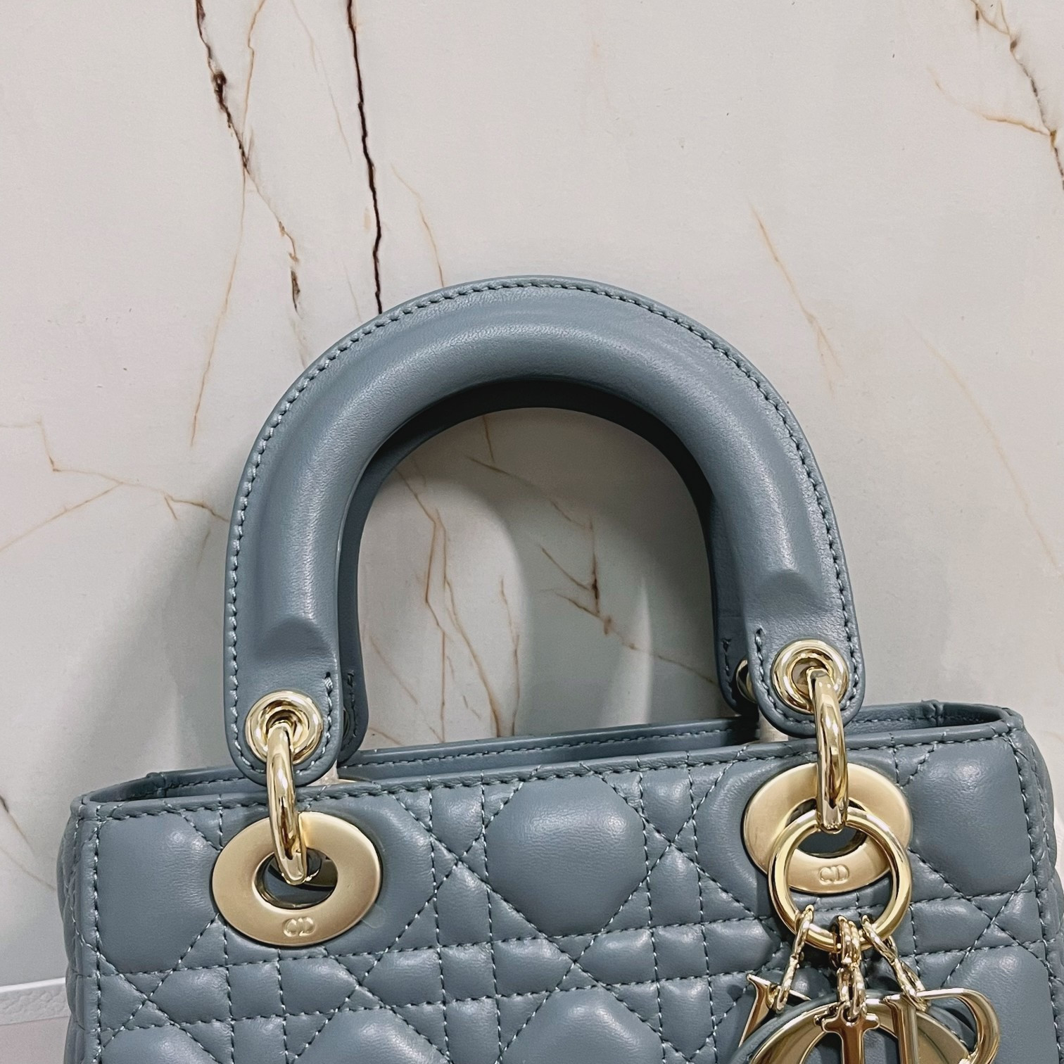small lady D*or my abcD*or bag cloud blue 8 x 6.5 x 3 inches