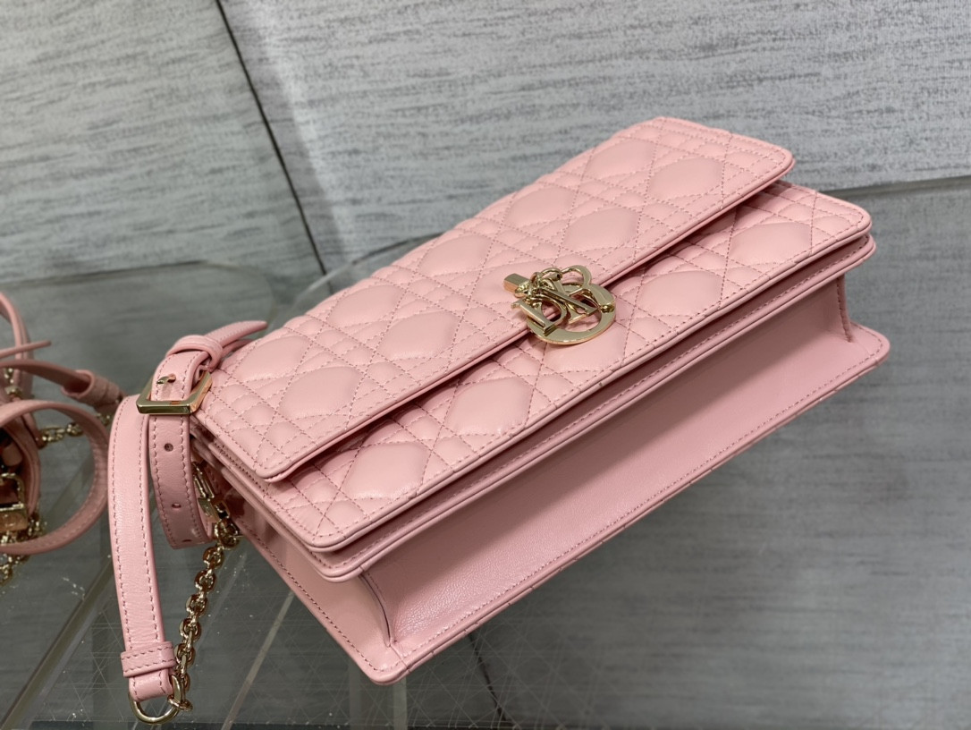 my D*or top handle bag melocoton pink 9.5 x 5.5 x 3 inches