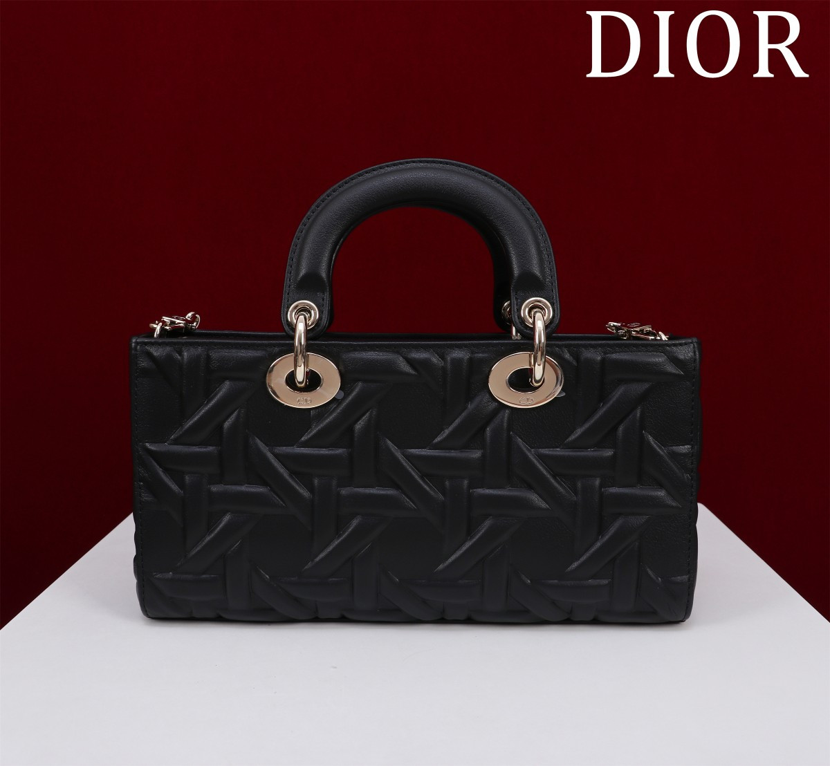 D*or medium lady d-joy bag latte graphic cannage 26 x 13.5 x 5 cm