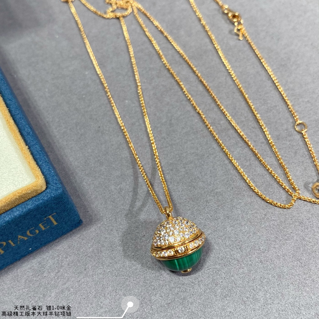 piaget half-Di*m*nd natural malachite large ball necklace