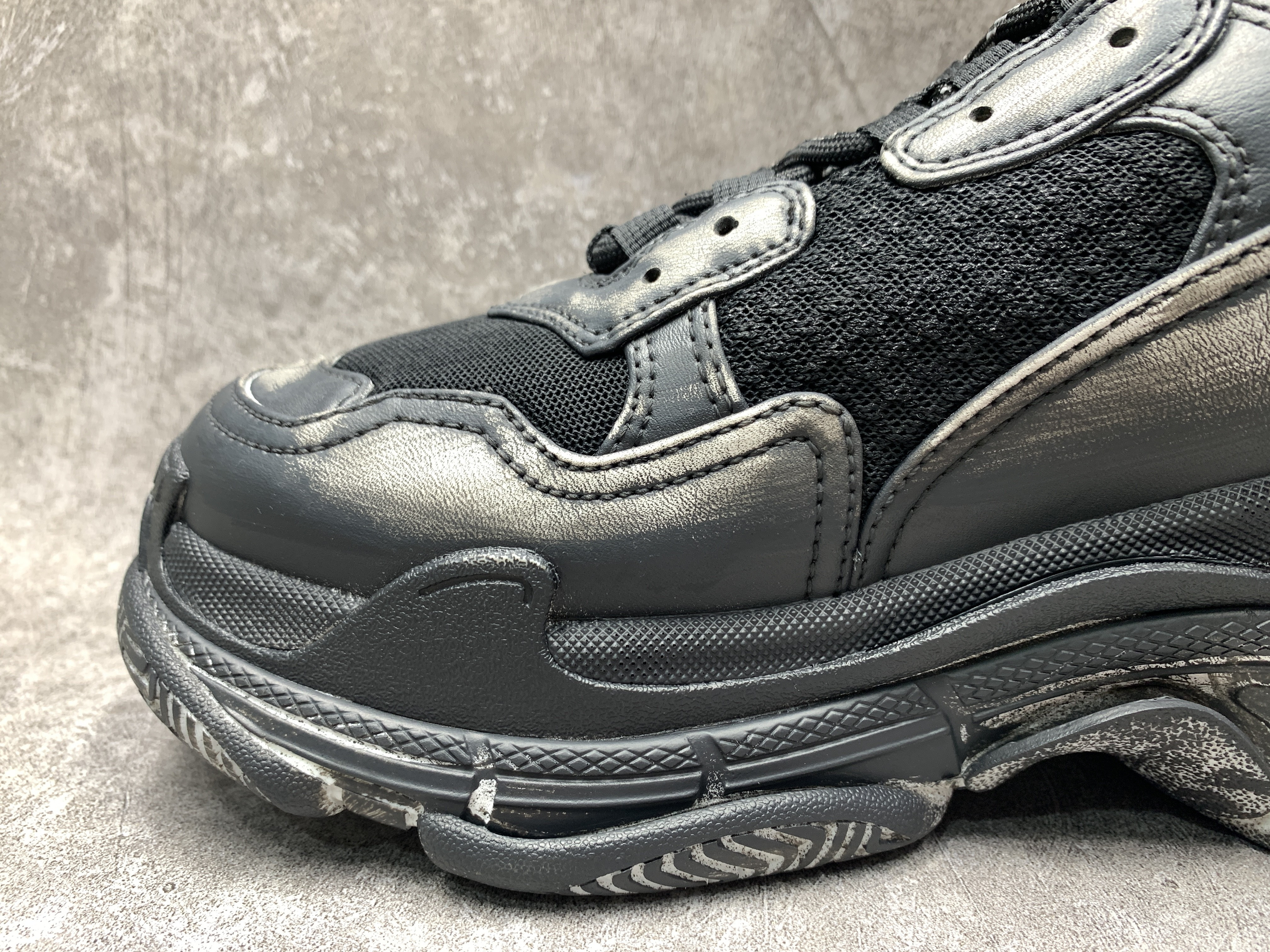 Balenciga Black Faded Triple S Sneakers