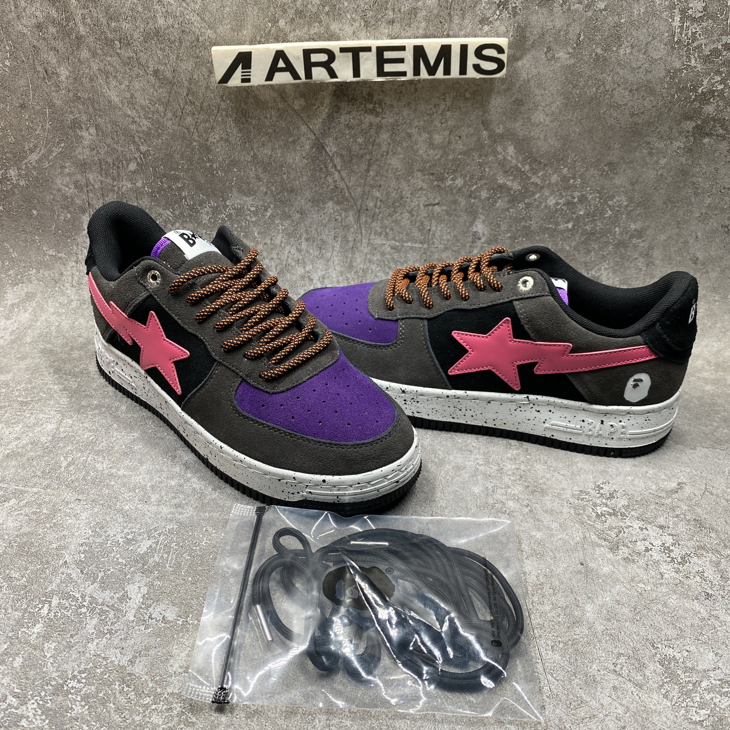 BP Sta Black Grey Pink Suede