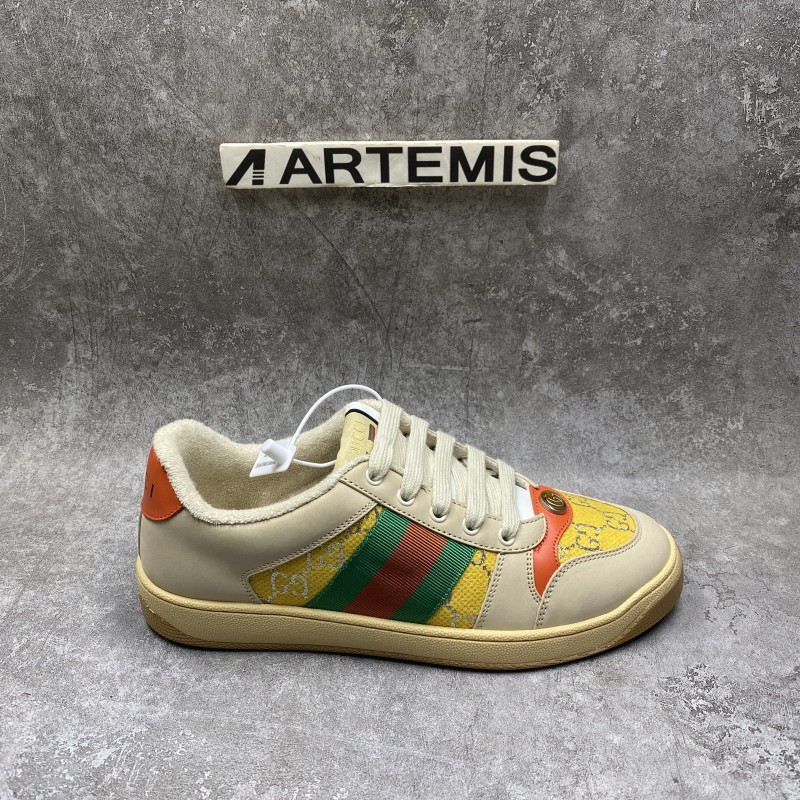 GC Screener Web Stripe GG-jacquard Leather Sneaker