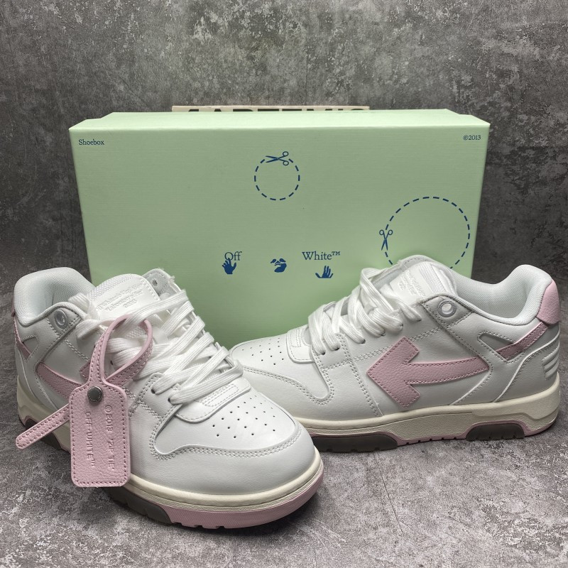 OFF-WHITE Out Of Office OOO Low Tops White Light Pink