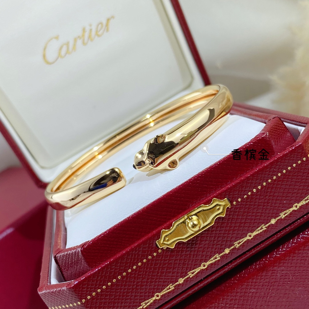 Ca*t*er slim polished leopard bracelet  16-17