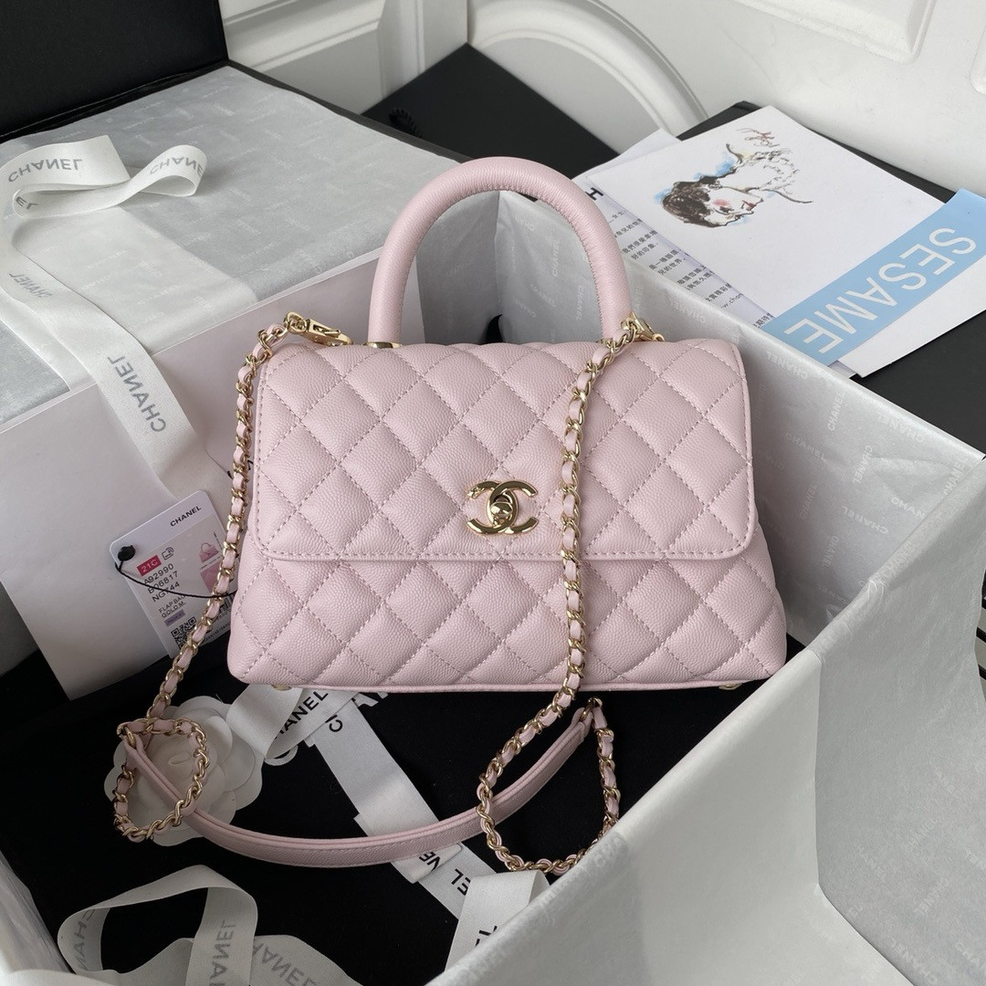Ch*el coco handle bag 24x10x14cm