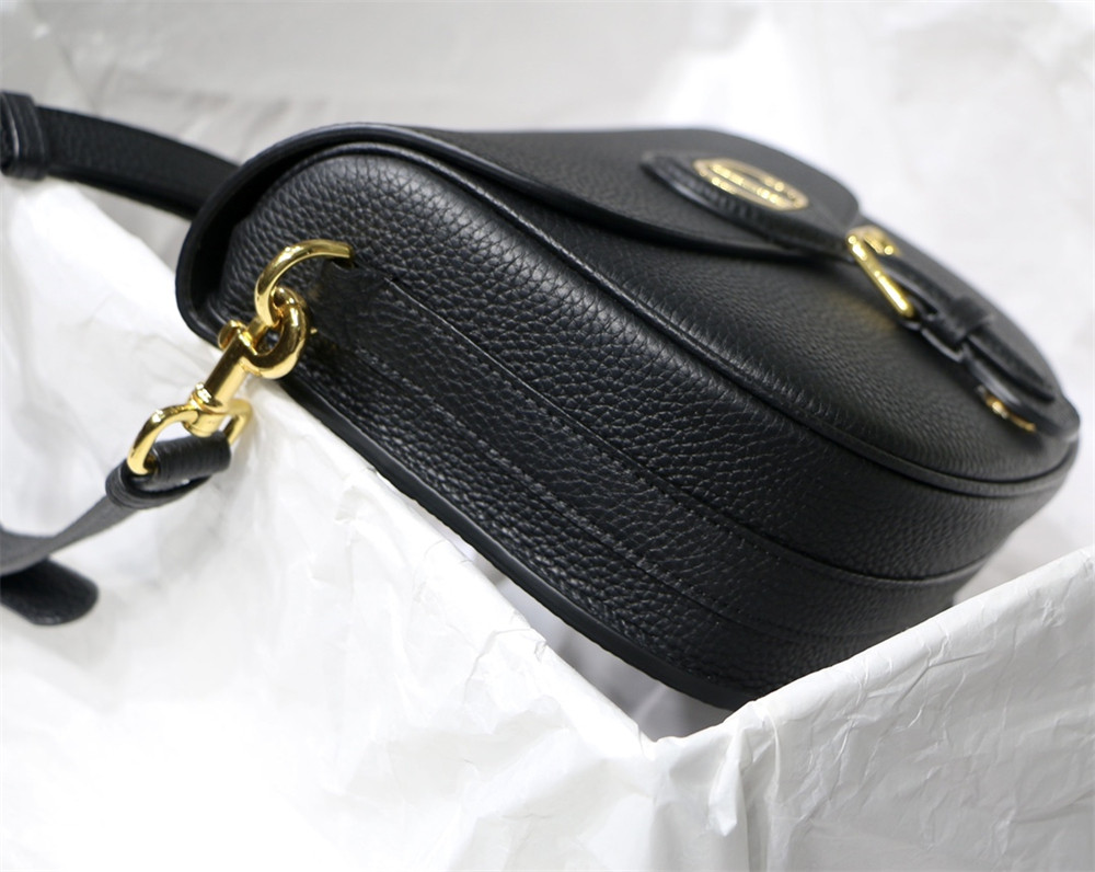 medium D*or bobby bag black grained calfskin