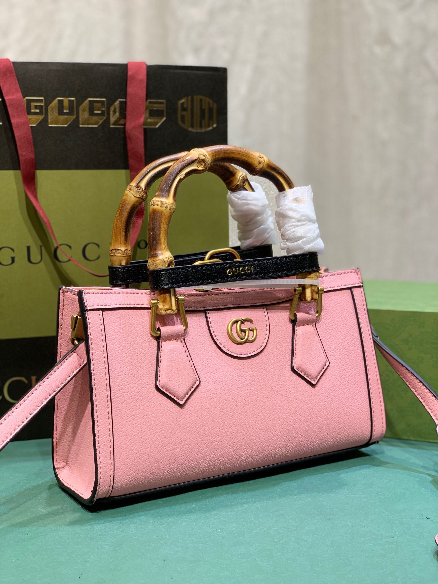G*u*i diana small shoulder bag pink 25w x 16h x 9d cm