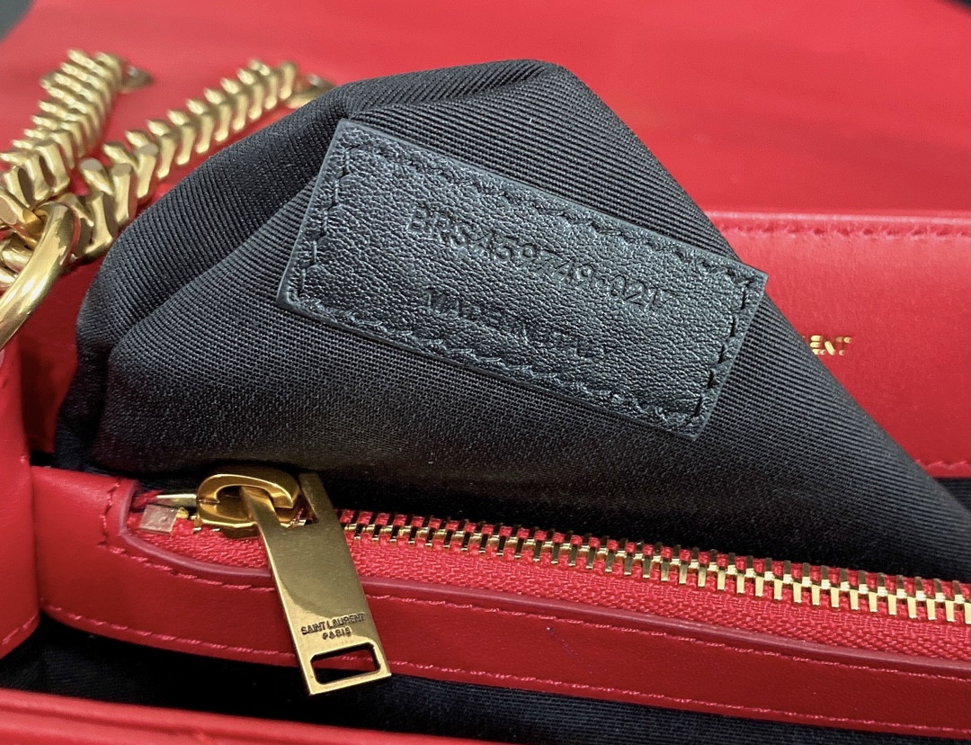 Y*L loulou medium in quilted leather red 12.5 x 8.6 x 3.5 inches