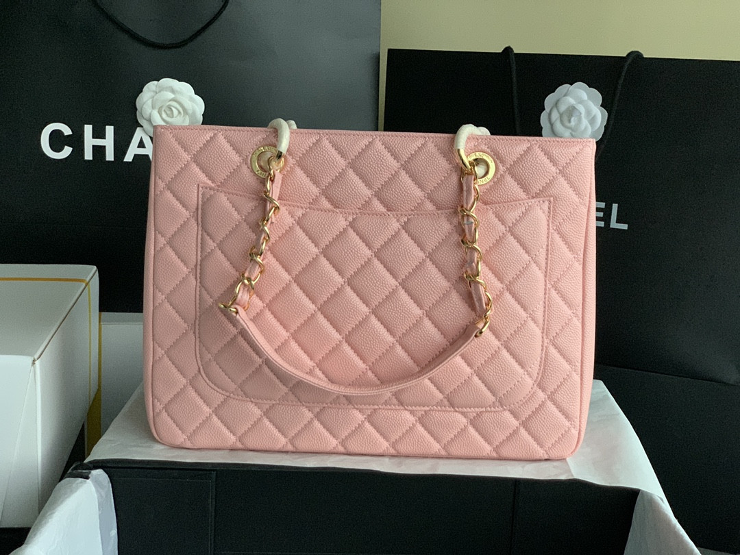 Ch*el gst caviar leather hardware 24x33x13cm