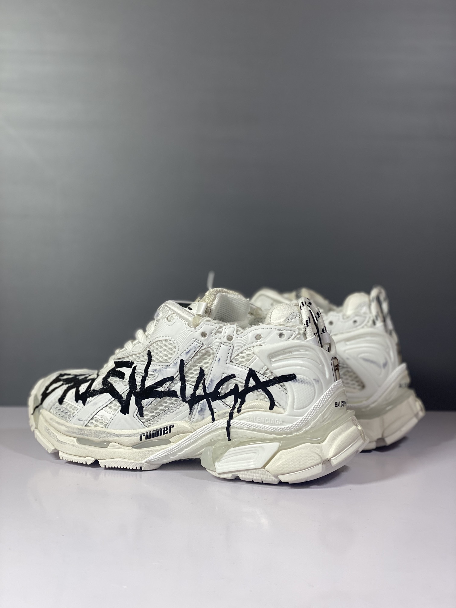 Balenciga Runner Graffiti Sneaker in White