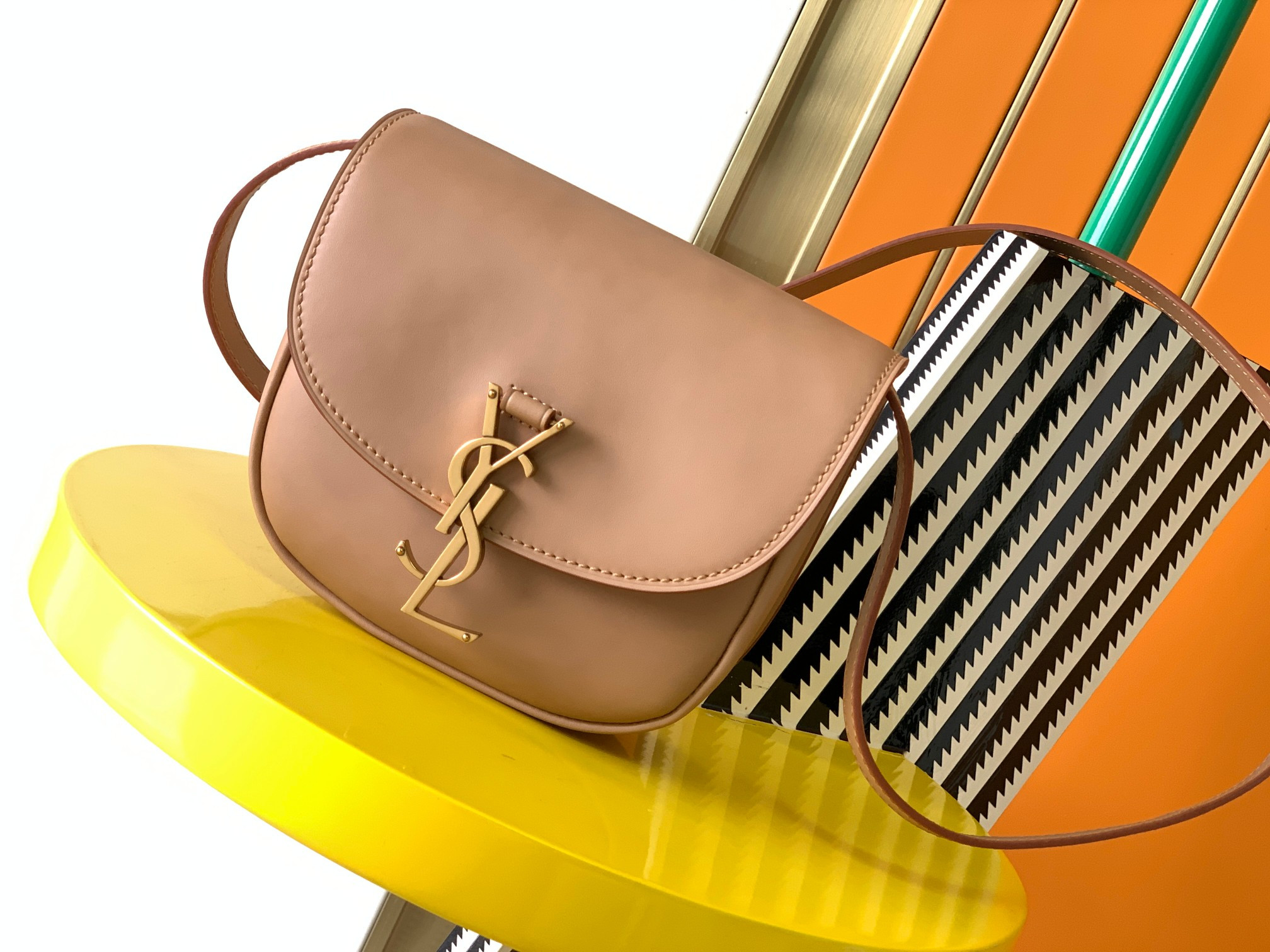 Y*L kaia small satchel in smooth leather 7.2 x 6.1 x 2.1 inches