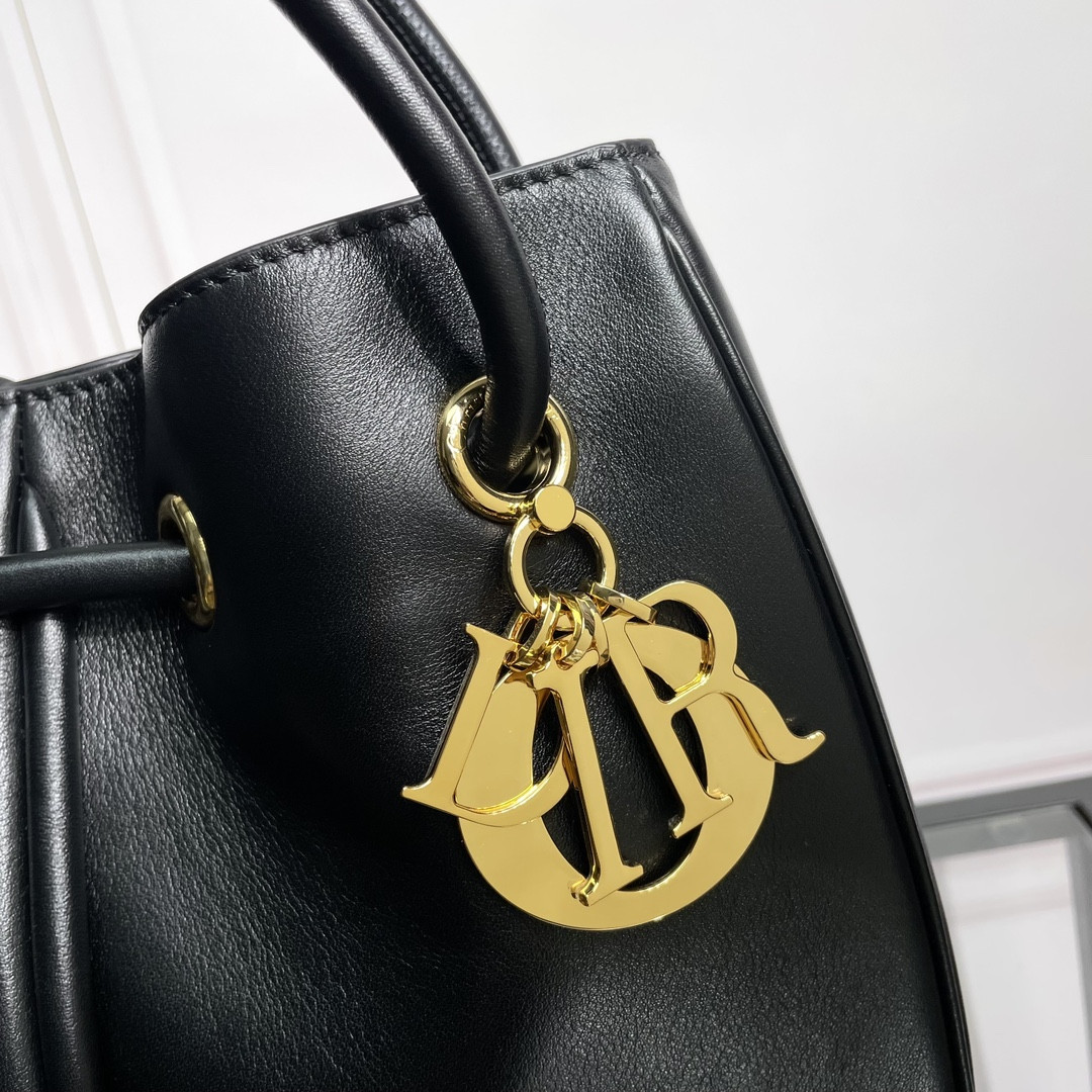 medium D*or nolita bag black calfskin 11 x 10 x 2 inches