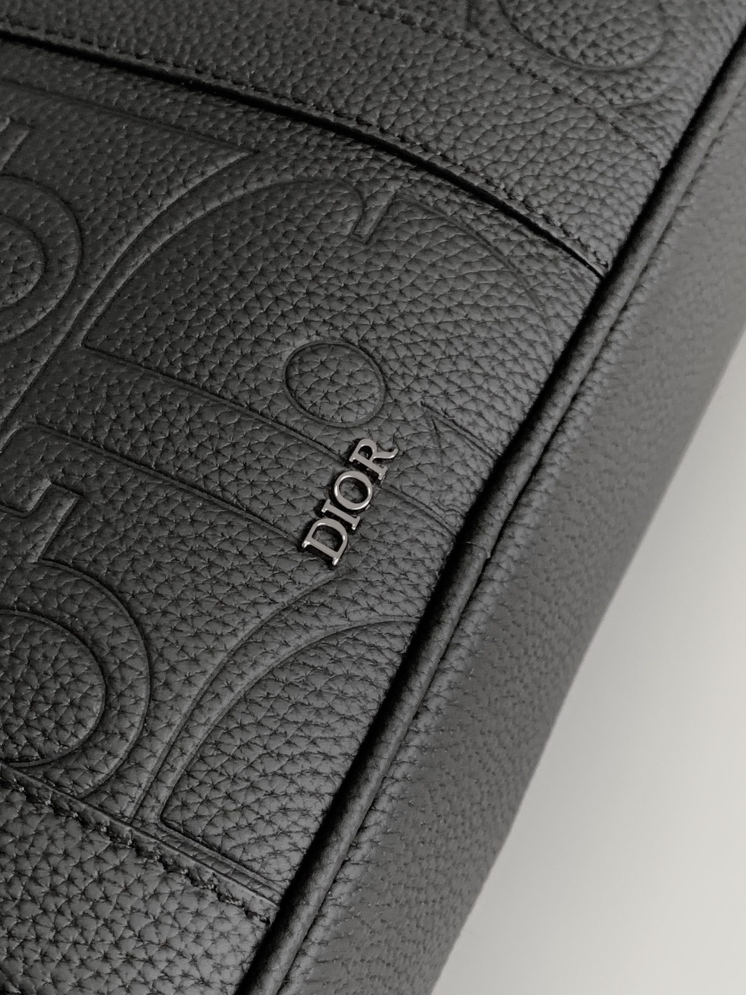 D*or zipped briefcase  black D*or gravity leather and black grained calfskin 37 x 28 x 6 cm