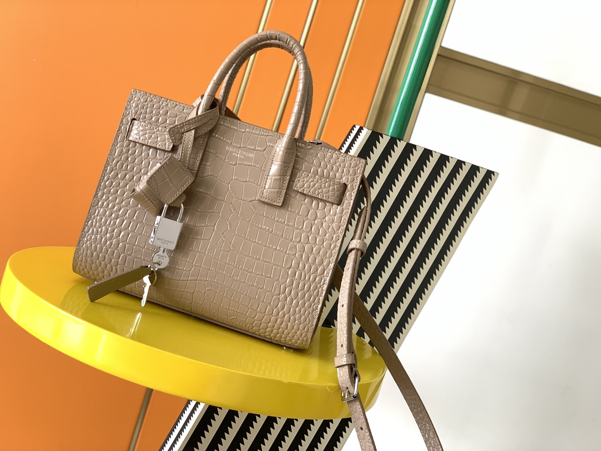 Y*L sac de jour in crocodile embossed leather - nano 22x18x10.5cm