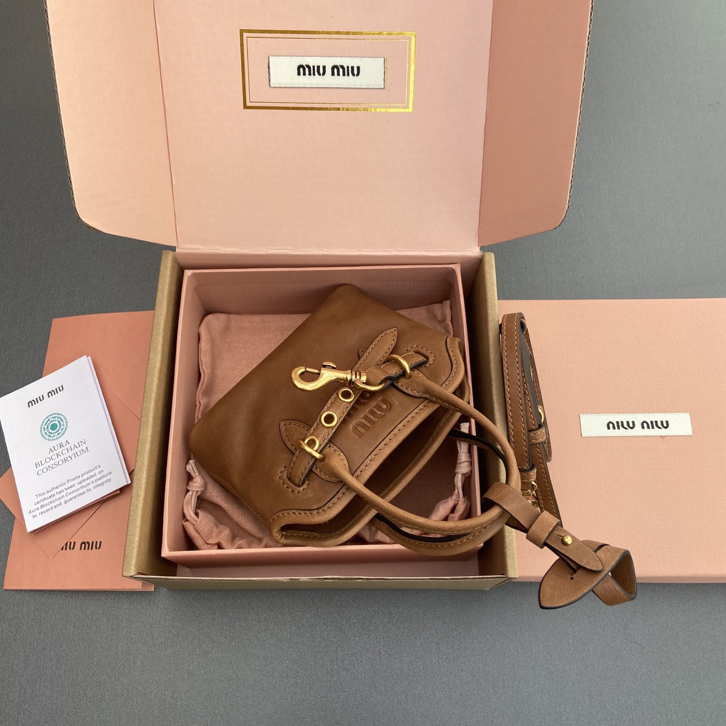 Miu Miu Aventure Nappa Micro Leather trick 9.5x12x2.5cm