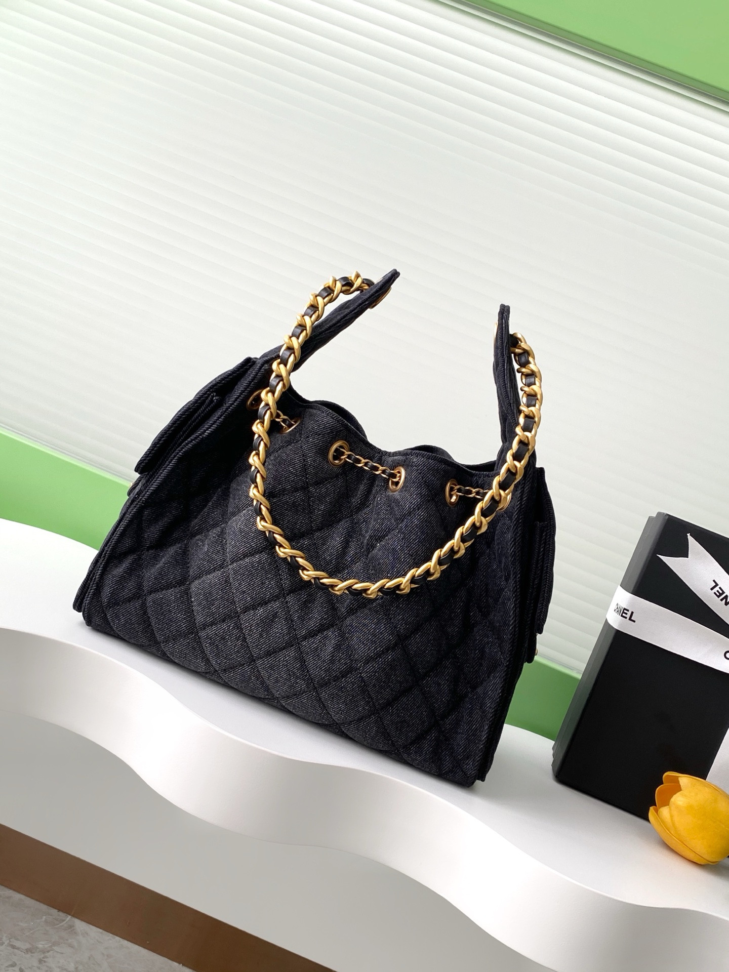 Ch*el 25 small bucket hobo handbag as5293 30x26x14cm