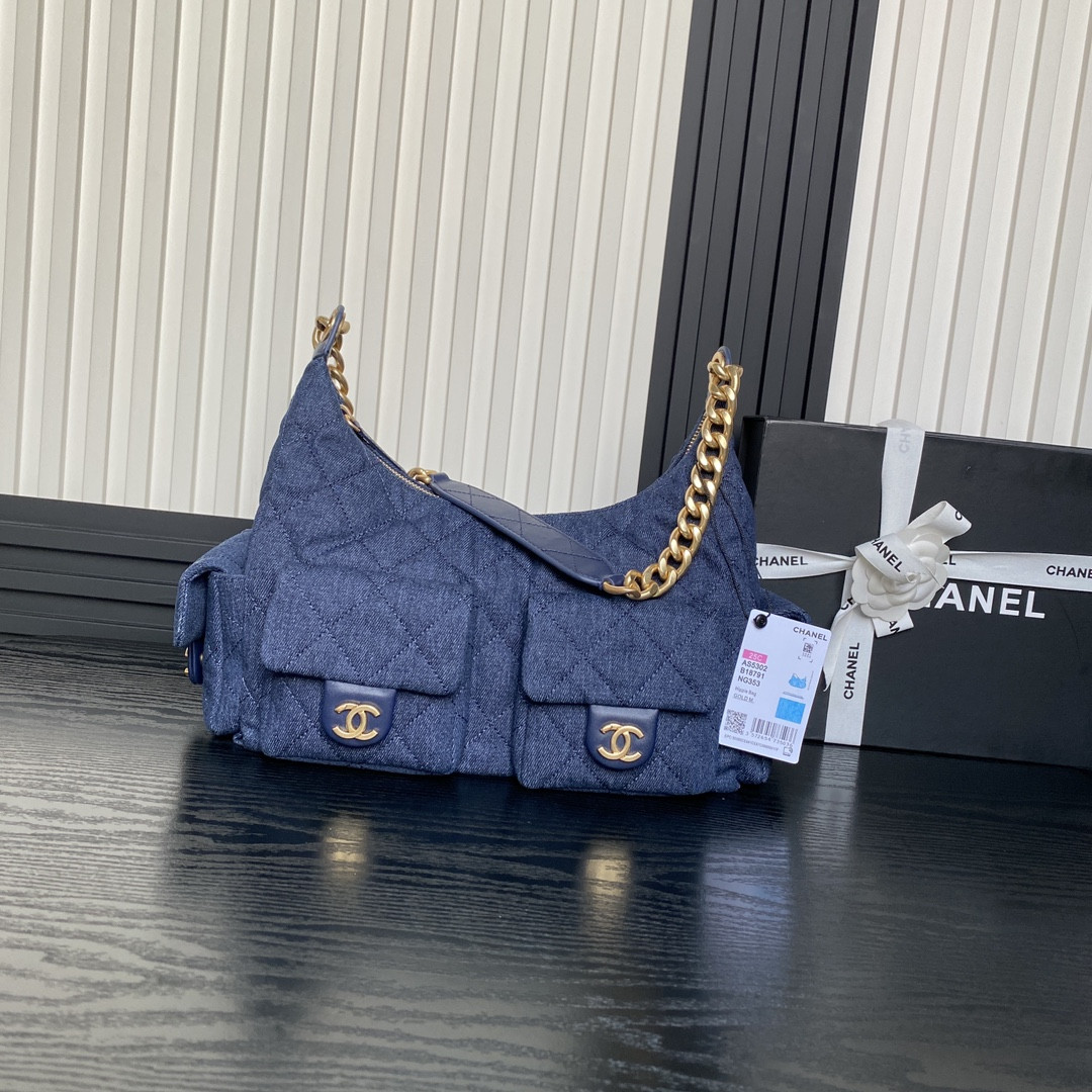 Ch*el 25c maxi hobo bag 27×35×18cm