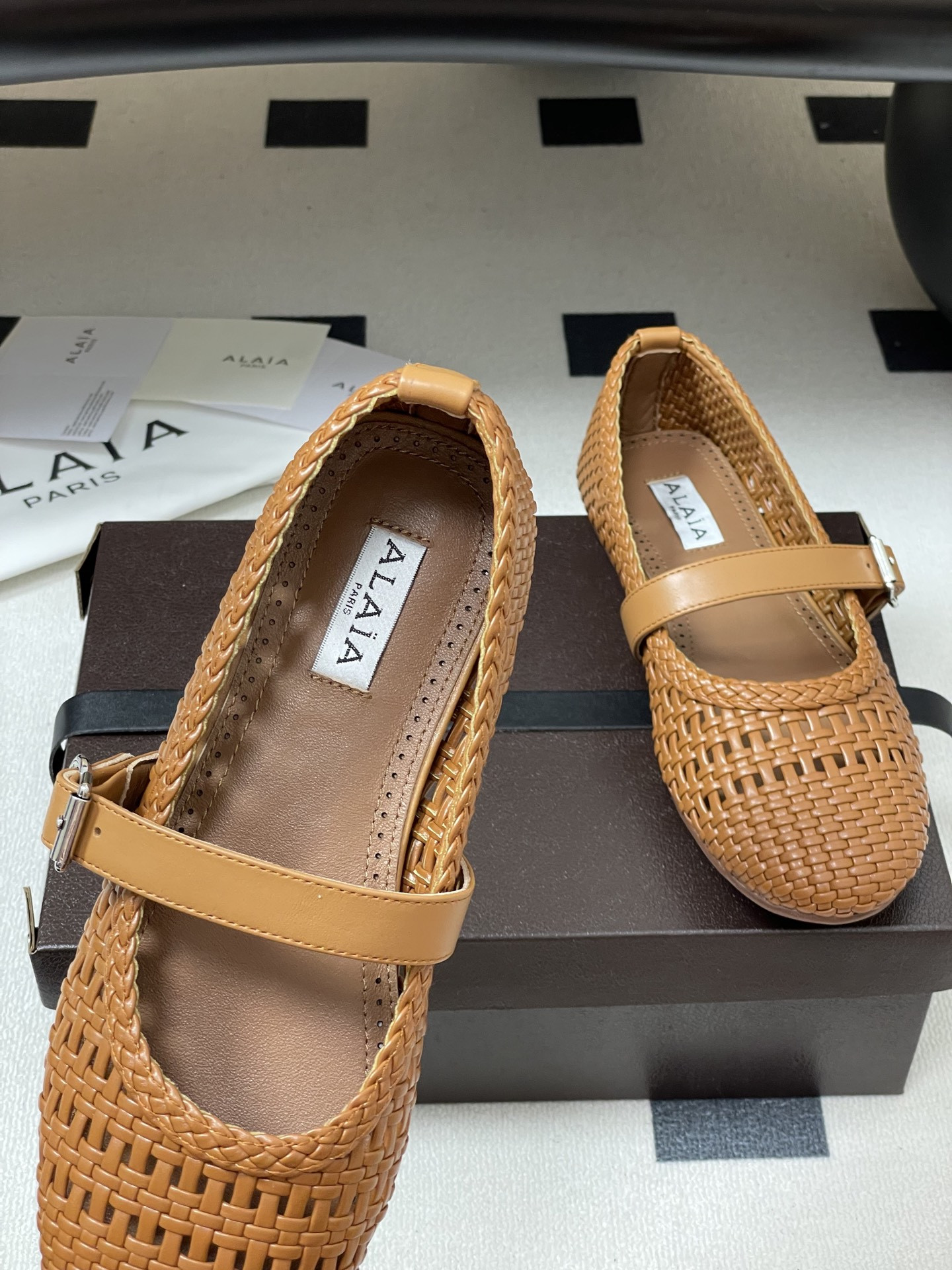 UA Alaïa Hollow Woven Mary Jane Flats(Customized Size 7-10 days production time)