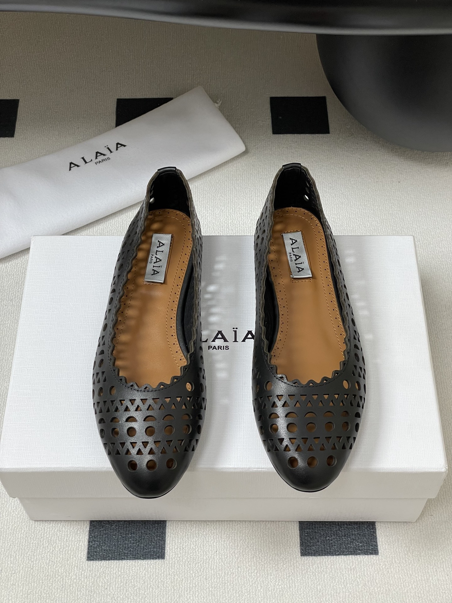 UA Alaïa Laser-cut Leather Ballet Flats(Customized Size 7-10 days production time)