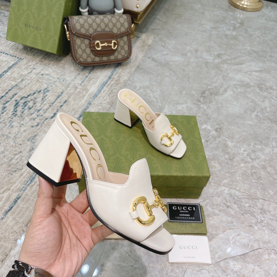 Gvc*1 Women’S Slide Sandal With Horsebit White 655412 Bko00 9022