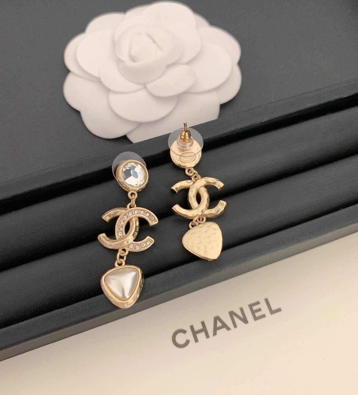 Ch**el Pearl Gold Earrings