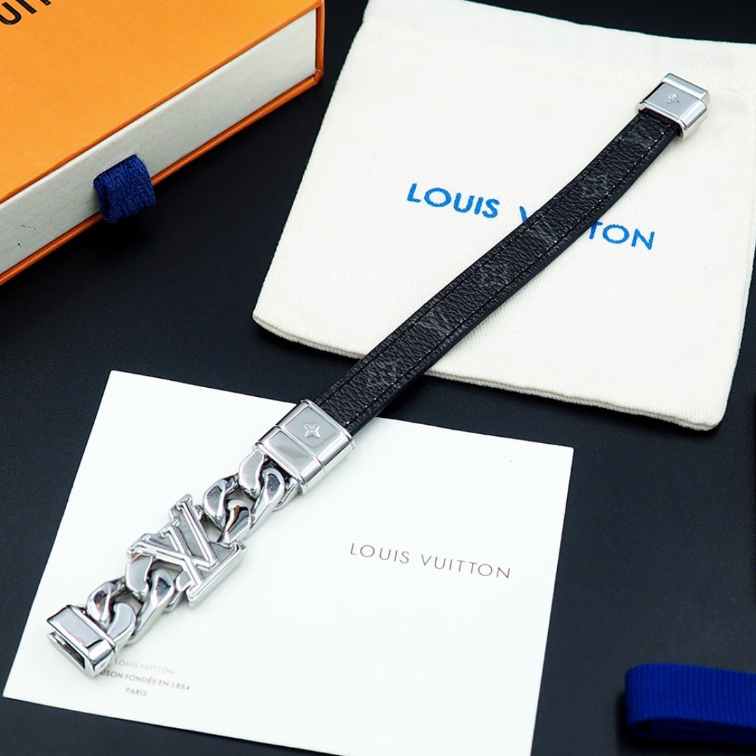 L0vis Vvtt0n Dimension Bracelet Silver Black M8828D