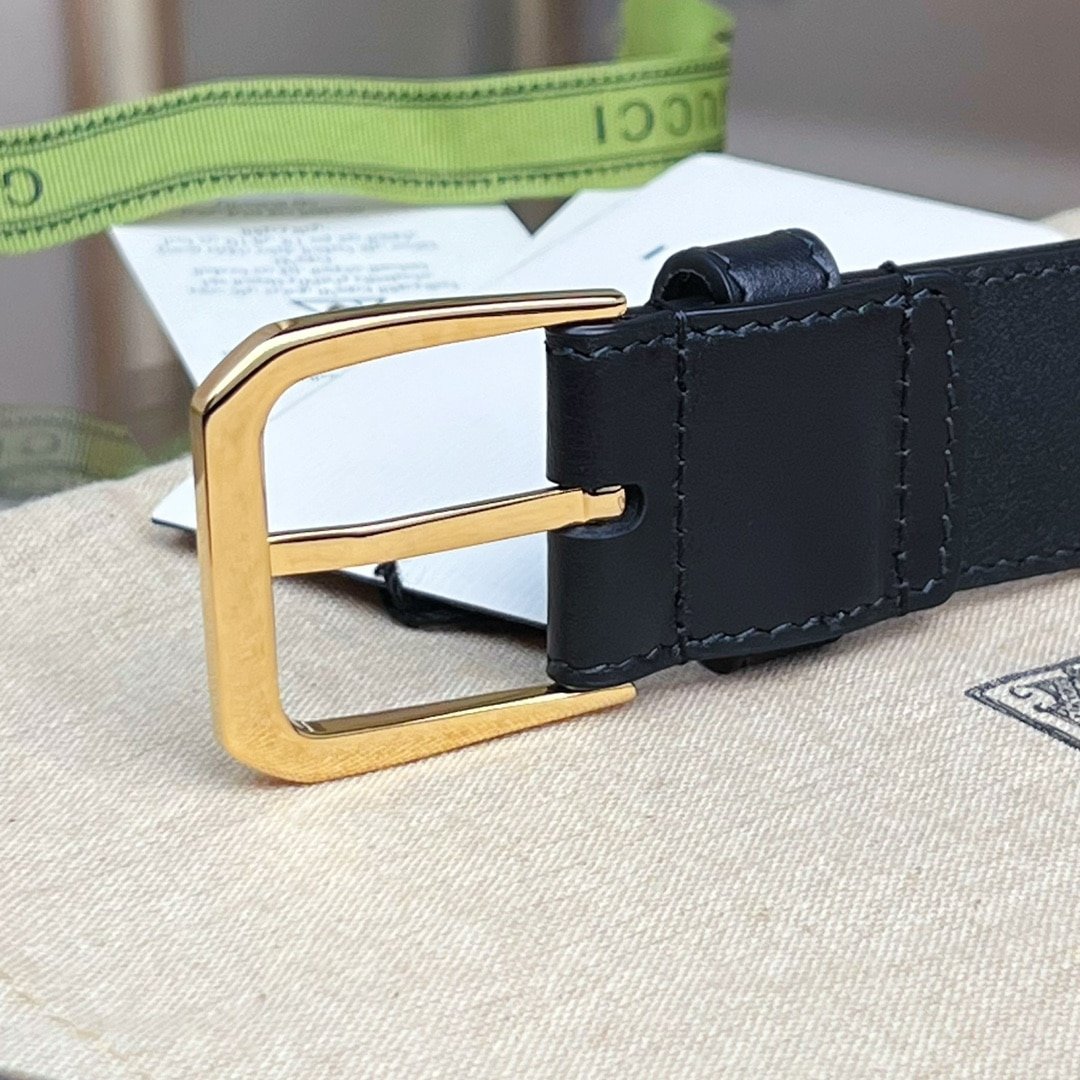 Gvc*1 Belt With Interlocking G Detail Black Leather 35Mm ‎673921 Ap00G 1000