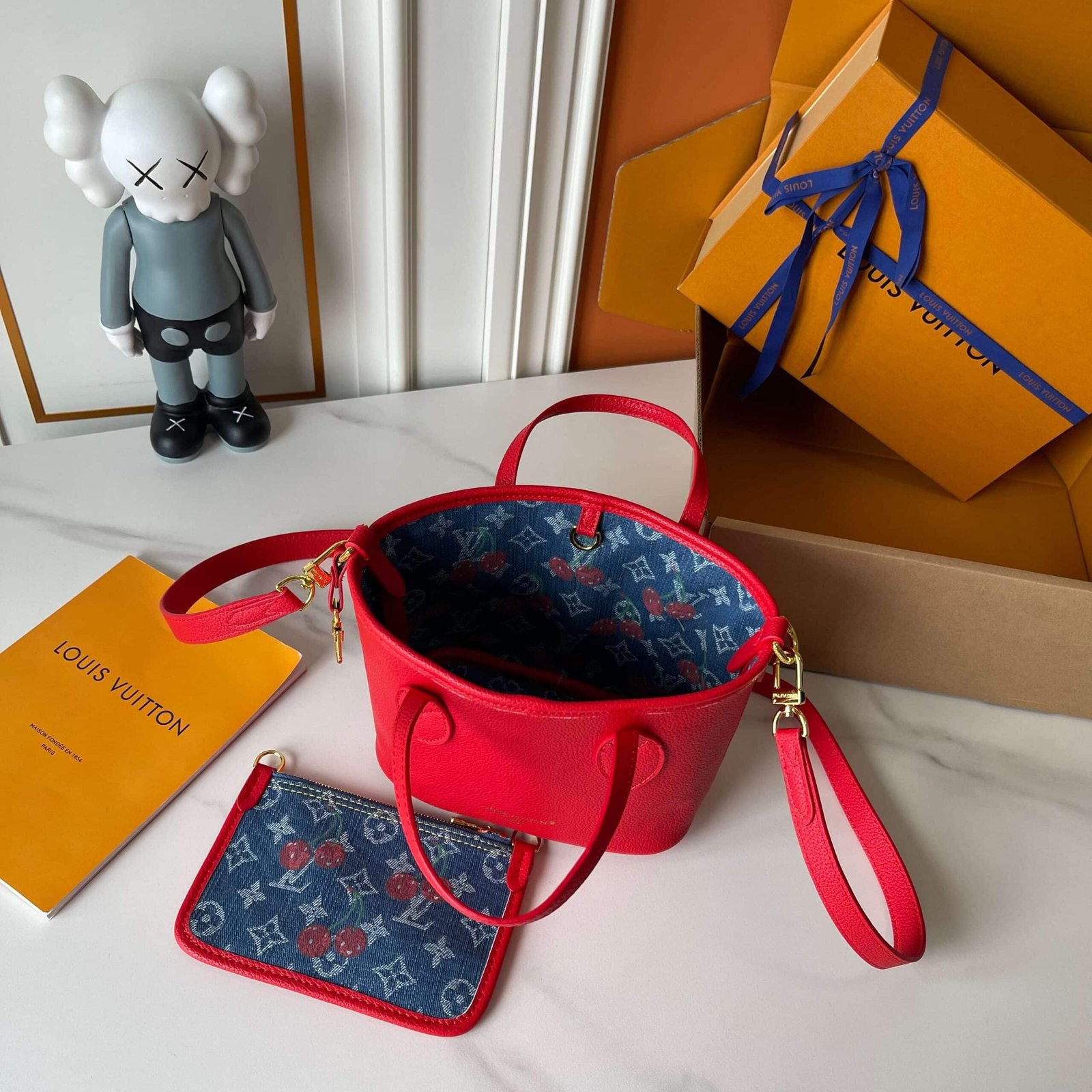 L0vis Vvtt0n X Takashi Murakami Neverfull Inside Out BB Denim Blue 26Cm M14997