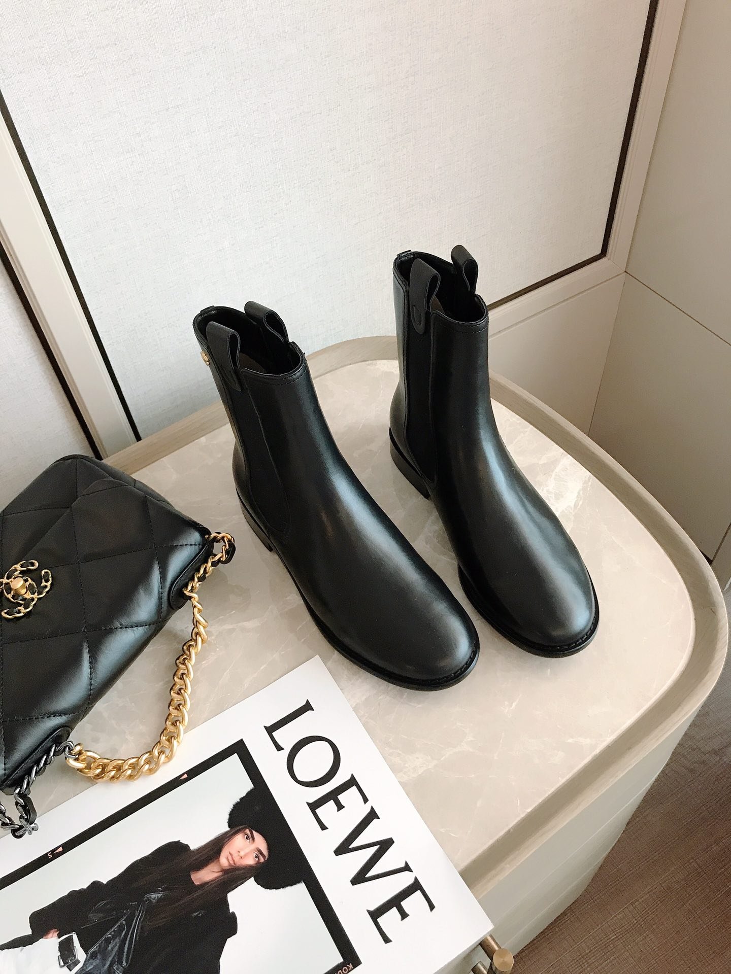 Ch**el Ankle Boots With Elastic Side Panels Black