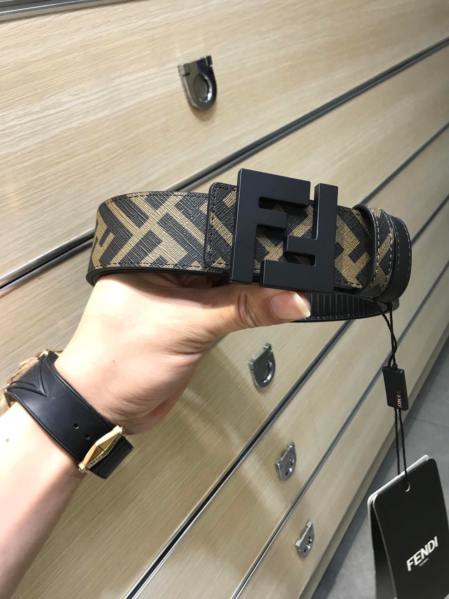 F**di Reversible Ff Leather Belt Brown 40Mm