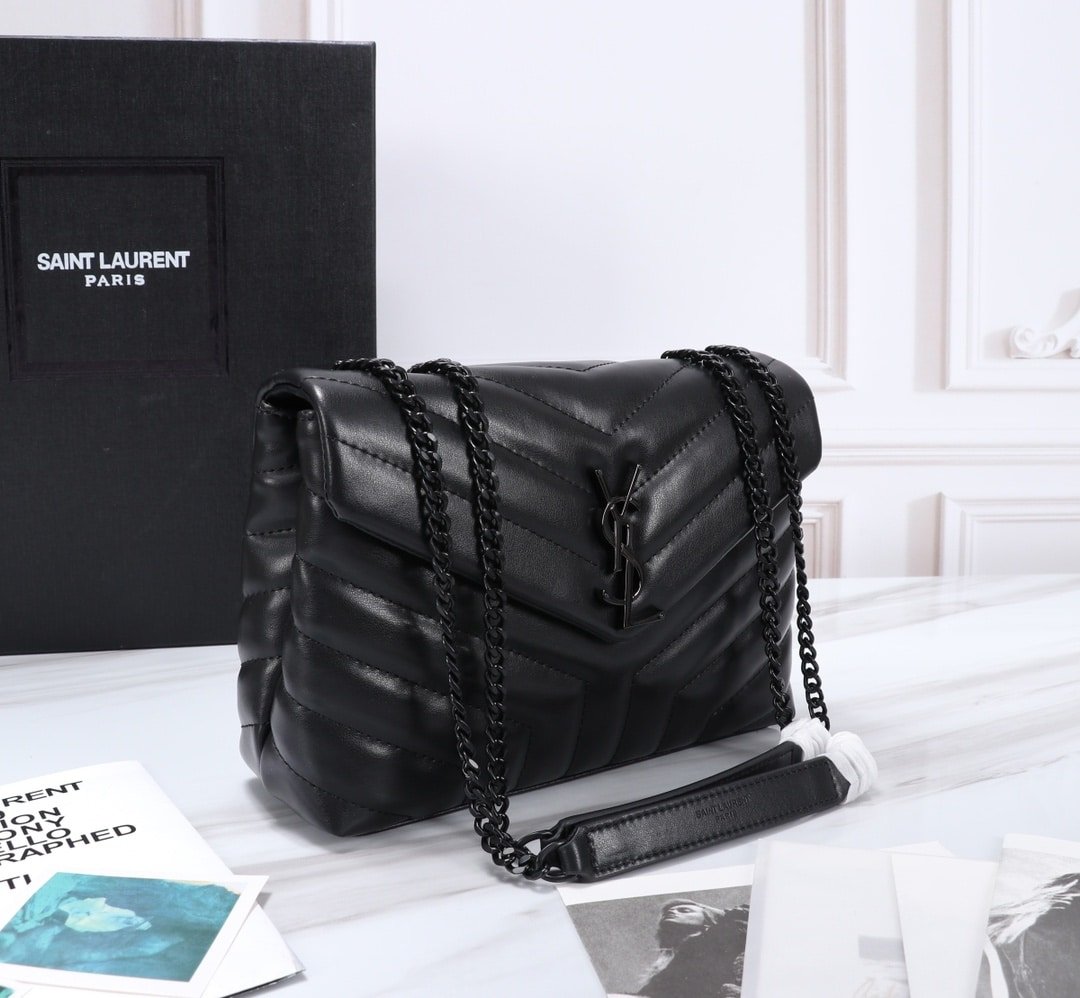 Sa1nt Lau*nt Loulou Small Chain Bag In Matelassé Y Black Noir 23Cm 494699Dv7281000