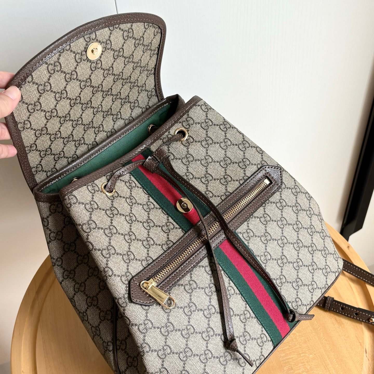 Gvc*1 Ophidia Medium Backpack Beige And Dark Brown 30Cm 836855 Fae0J 9867
