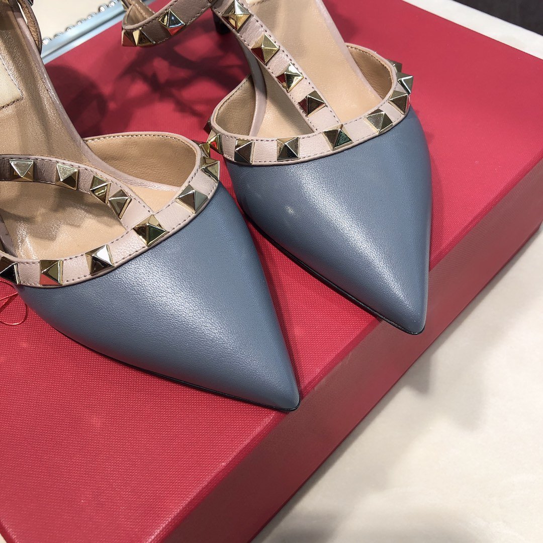 Va1e*ntin0 Rockstud Caged Blue Pump 65Mm Ww2S0375 Vodlq7