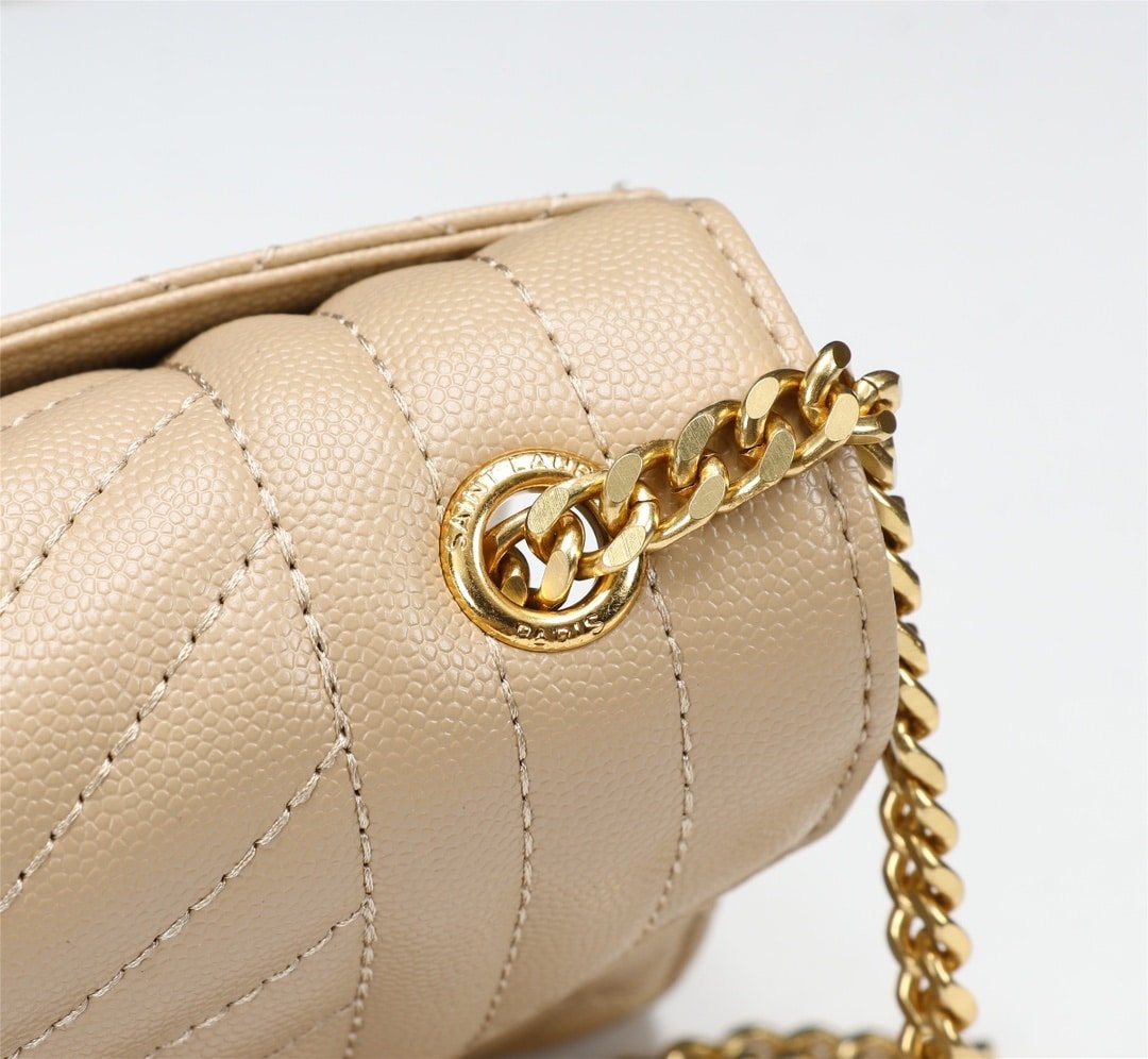 Sa1nt Lau*nt Envelope Small In Quilted Grain De Poudre Embossed Leather Beige 21Cm 600195Bow912721