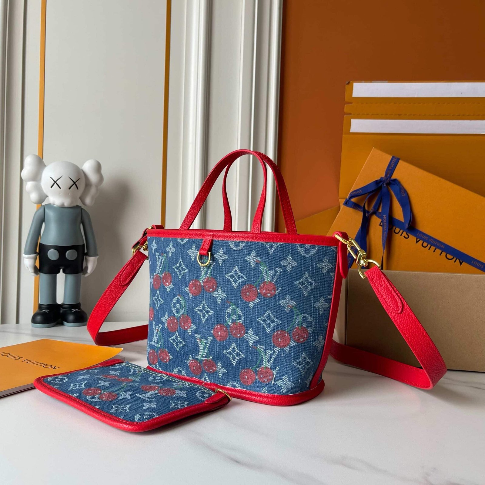 L0vis Vvtt0n X Takashi Murakami Neverfull Inside Out BB Denim Blue 26Cm M14997
