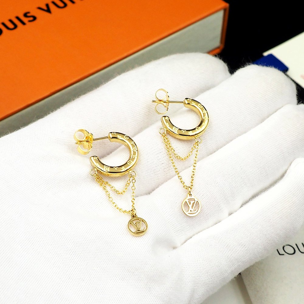 L0vis Vvtt0n Nanogram Mini Hoop Earrings Gold M00572