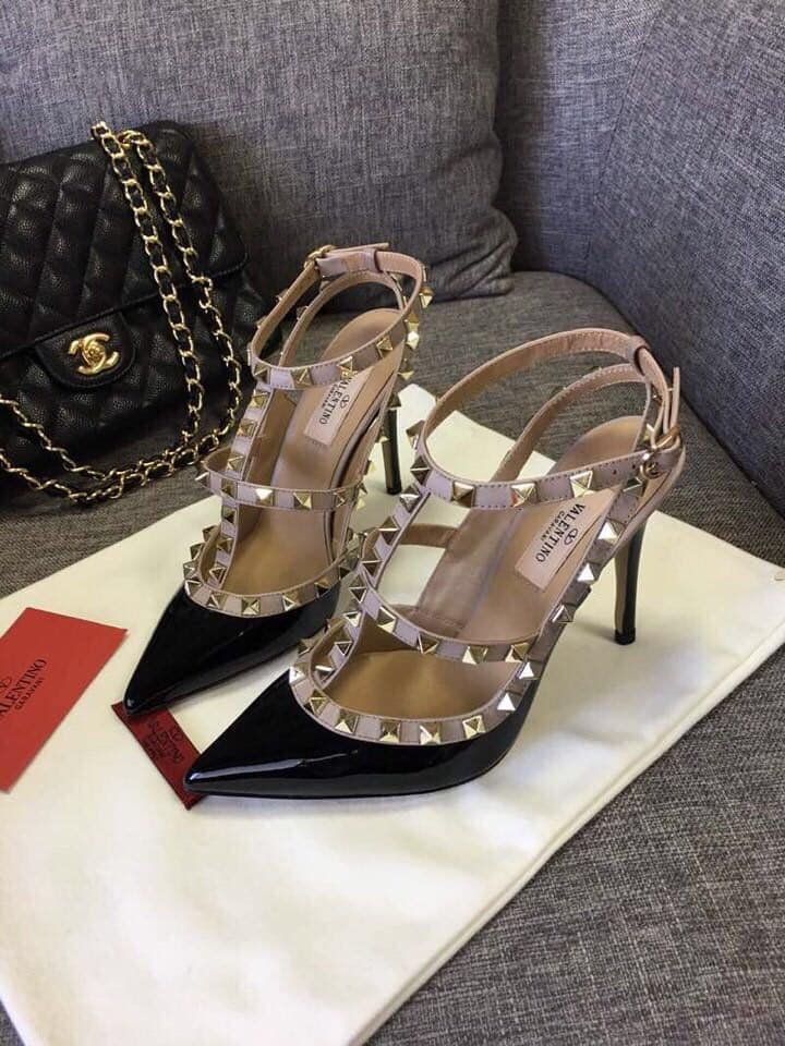 Va1e*ntin0 Patent Rockstud Caged Pump Black 5W2S0393Vnw N91