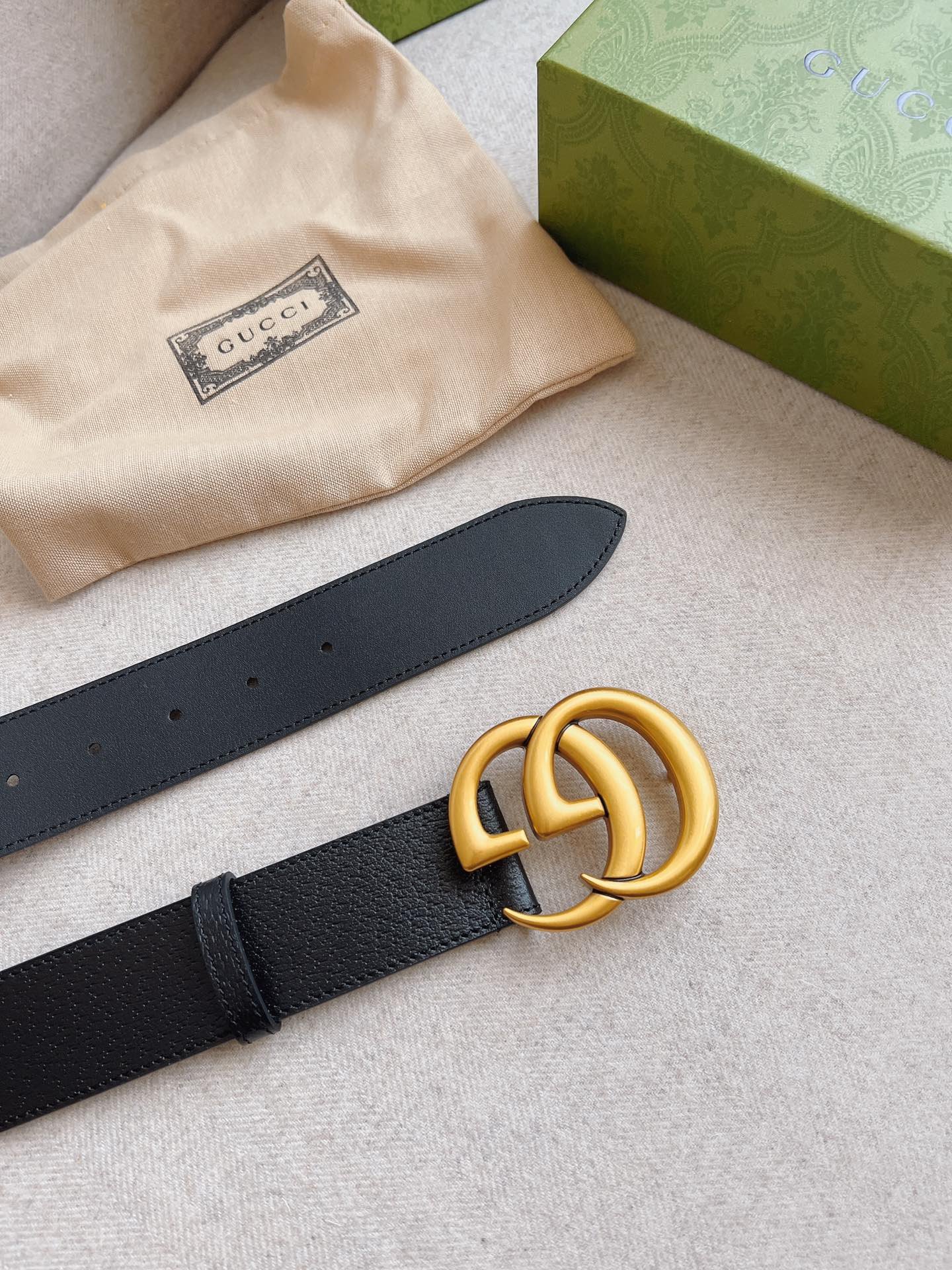 Gvc*1 Gg Marmont Wide Belt Black Gold Logo 4Cm 406831 Dj20T 1000