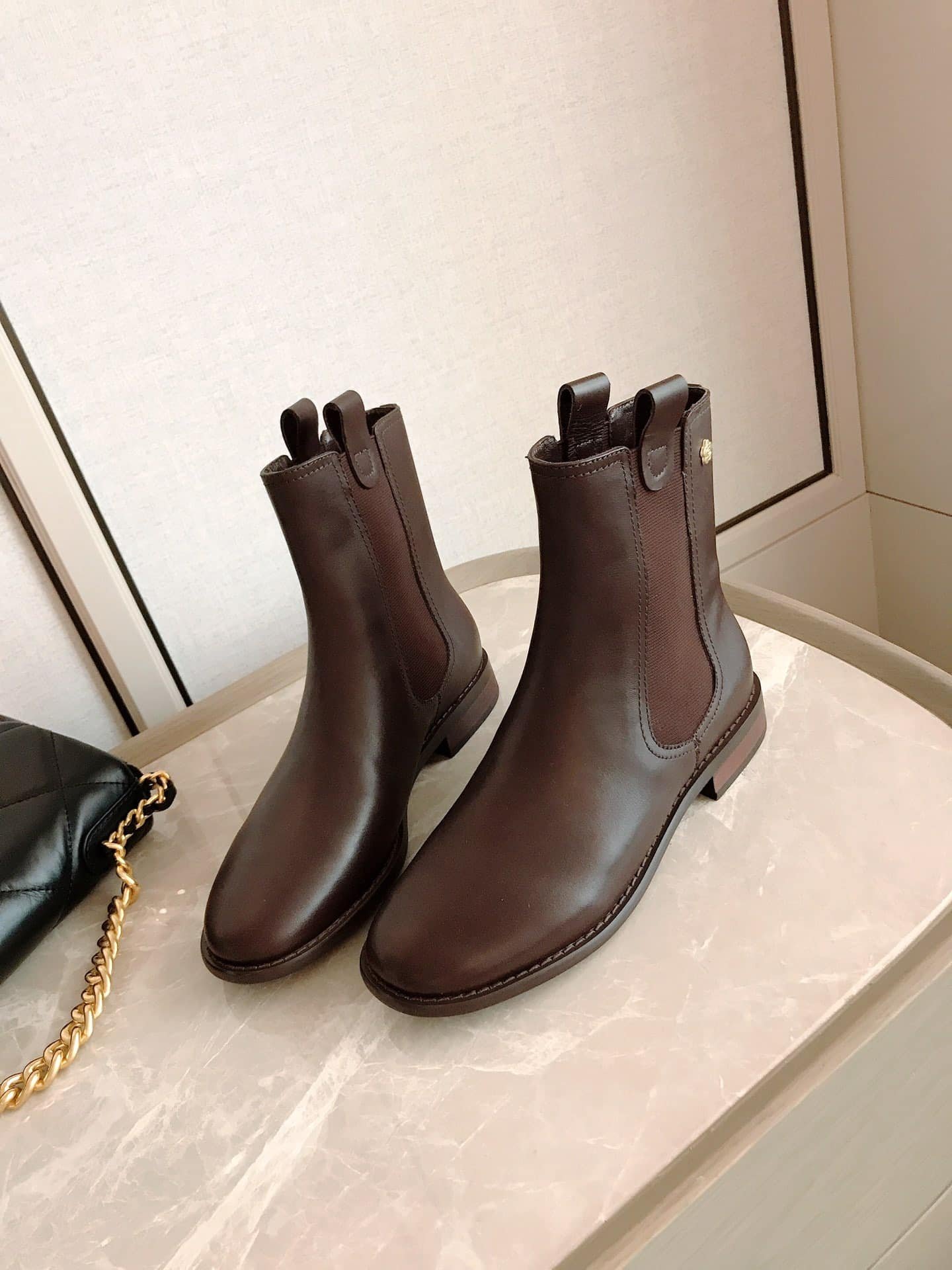 Ch**el Ankle Boots With Elastic Side Panels Brown