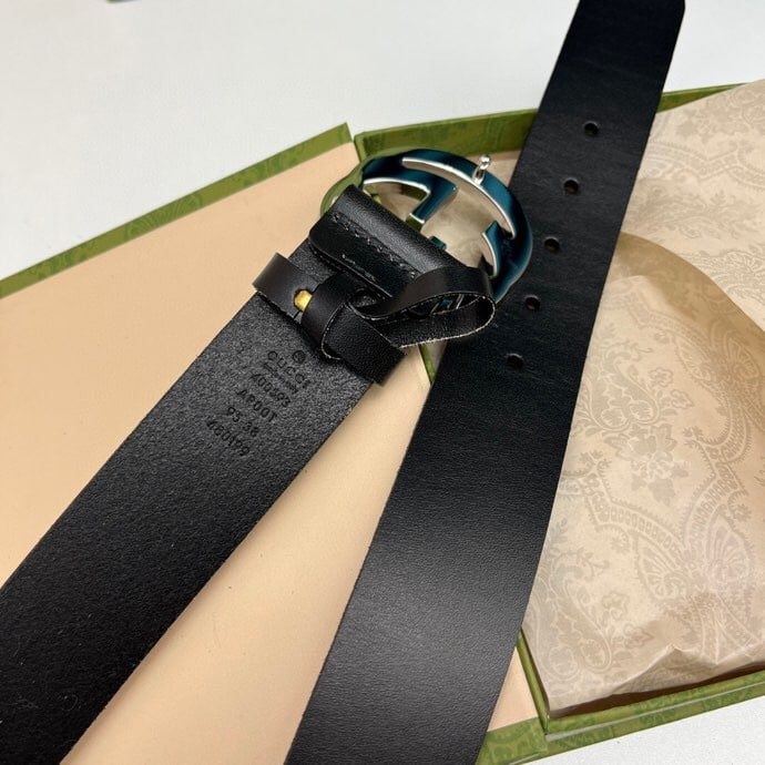 Gvc*1 Leather Belt With Gold Interlocking G 4Cm